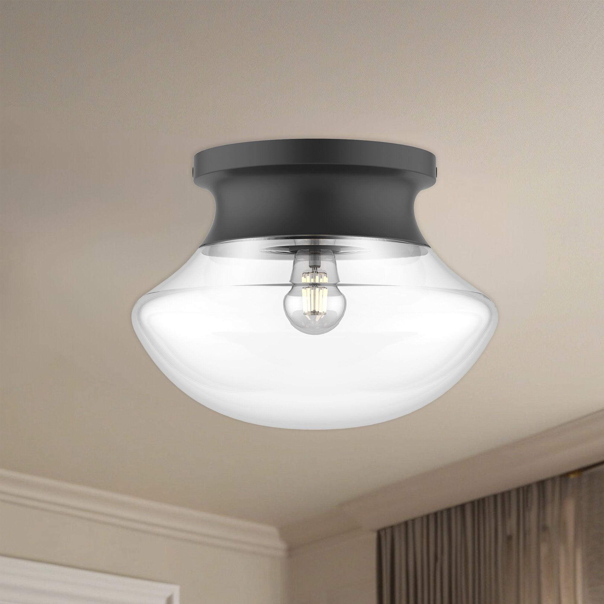 Alora Mood Marcel 1 Light 10.88 inch Matte Black Flush Mount Ceiling Light
