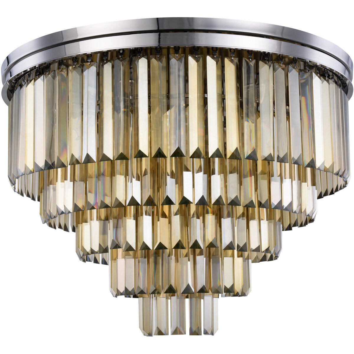 Sydney 17 Light 32 inch Polished nickel Flush Mount Ceiling Light in Golden Teak, Urban Classic
