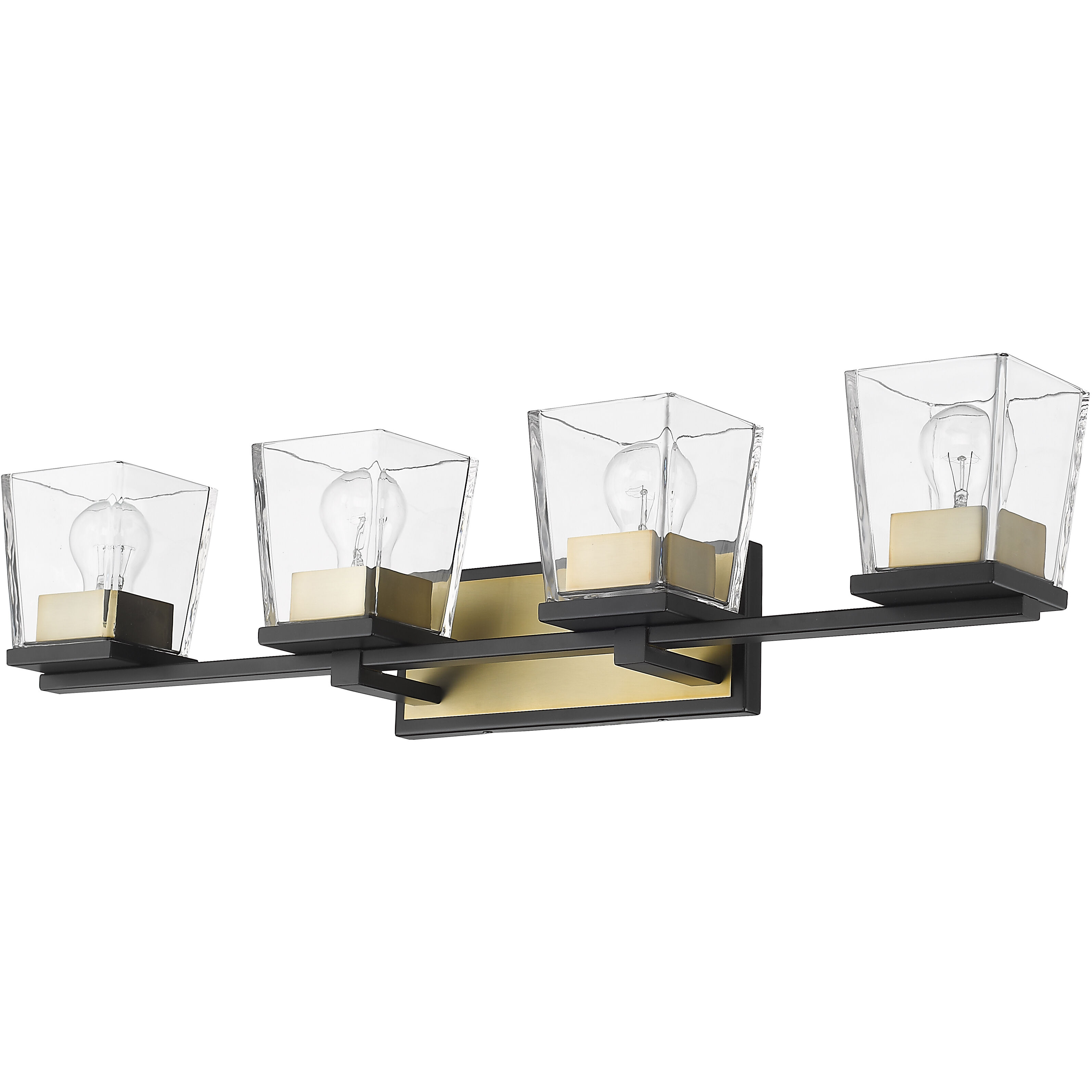 Bleeker Street 4 Light 33 inch Matte Black and Olde Brass Vanity Wall Light