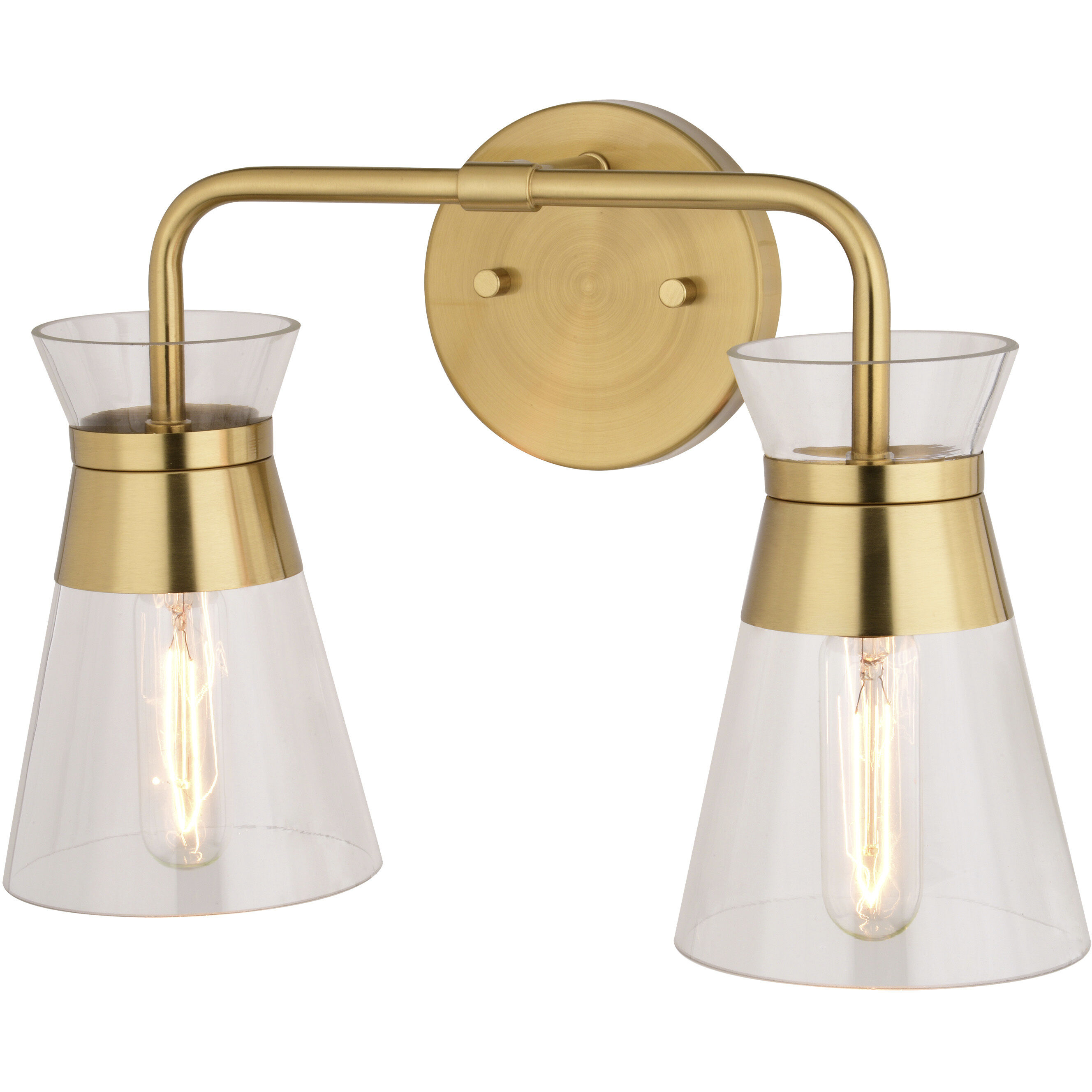 Harper 2 Light 15 inch Natural Brass Bathroom Light Wall Light
