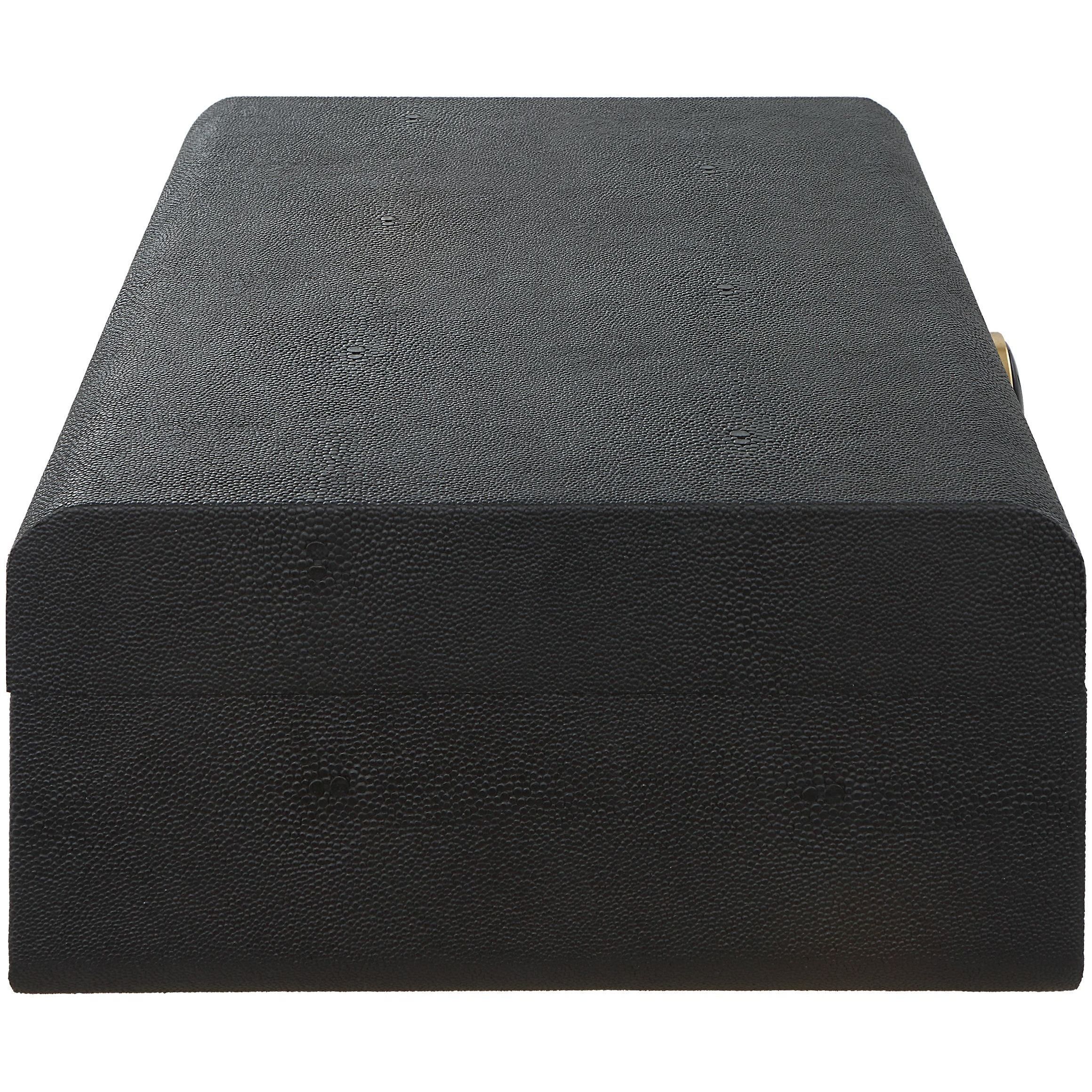 Lalique 13 inch Faux Black Shagreen Box