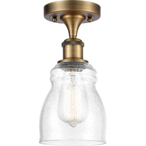 Ballston Ellery LED 5 inch Brushed Brass Semi-Flush Mount Ceiling Light in Seedy Glass, Ballston