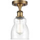 Ballston Ellery LED 5 inch Brushed Brass Semi-Flush Mount Ceiling Light in Seedy Glass, Ballston