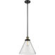Franklin Restoration Cone LED 12 inch Black Antique Brass Mini Pendant Ceiling Light in Seedy, Franklin Restoration
