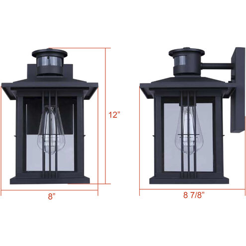Grant 1 Light 12 inch Black Outdoor Wall Lantern