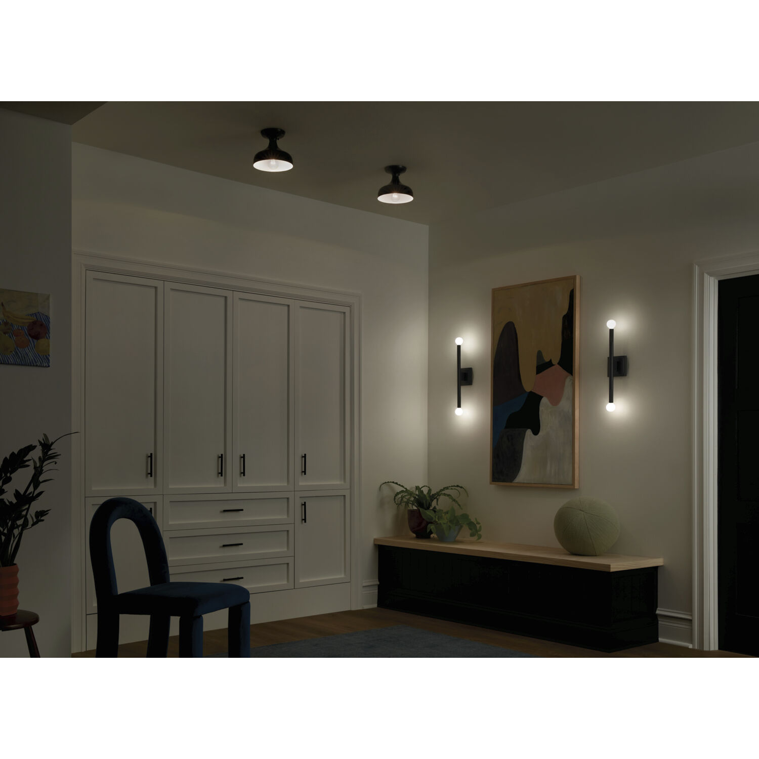 Sisu LED 8 inch Black Semi Flush Mount Ceiling Light