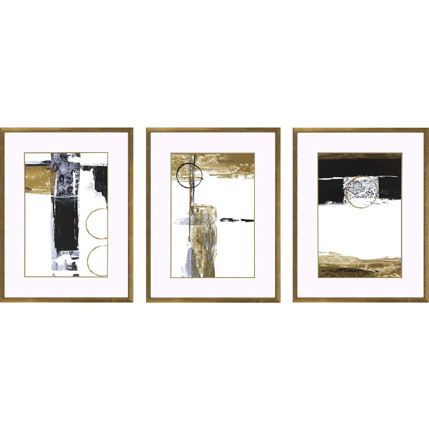 Neo Moderne White and Metallic and Brown Framed Art, The Studio