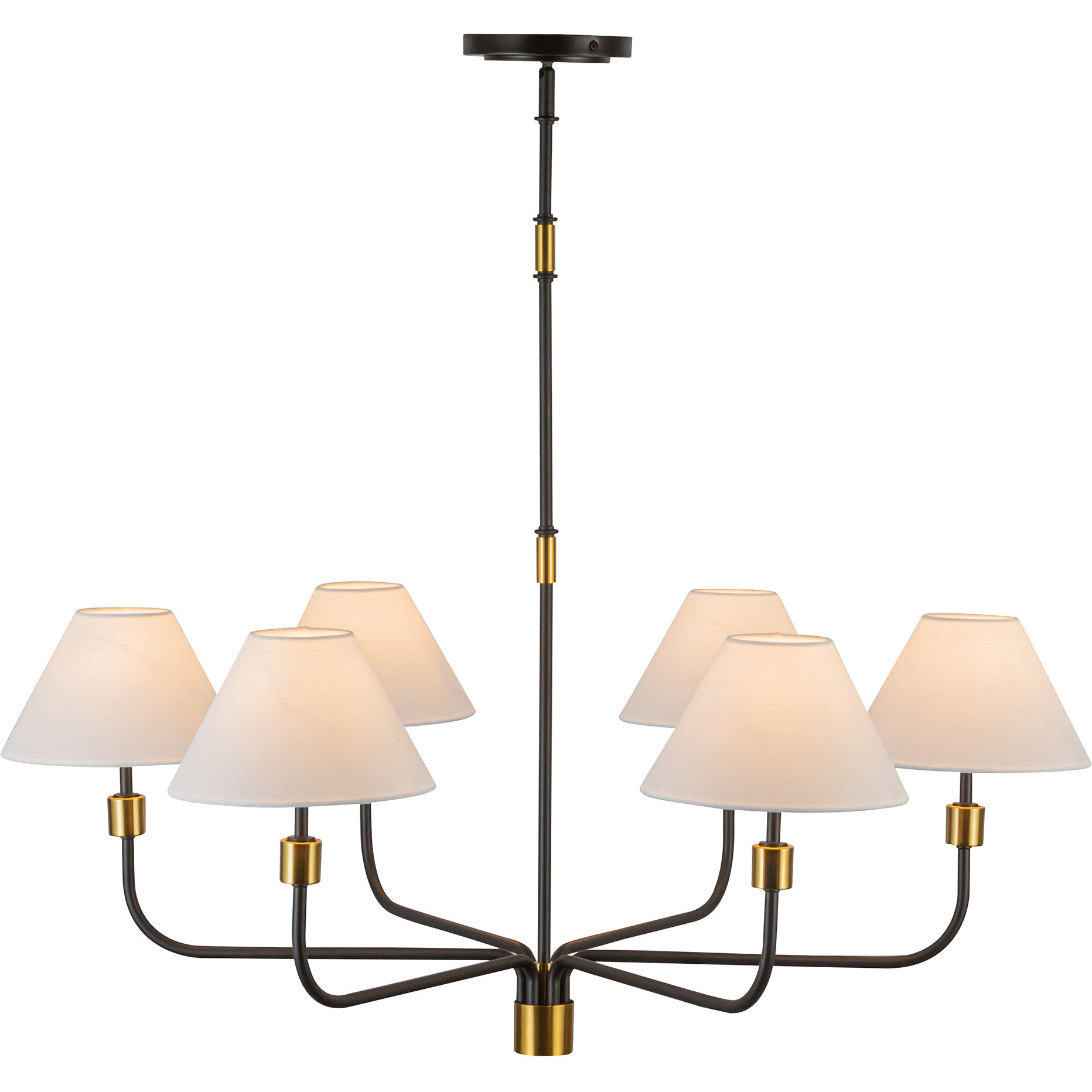 Providence 6 Light 42 inch Black and Brushed Brass Chandelier Ceiling Light