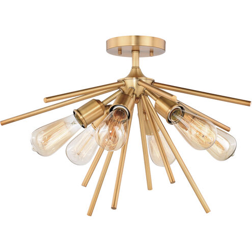 Estelle 6 Light 24 inch Natural Brass Semi-Flush Mount Ceiling Light