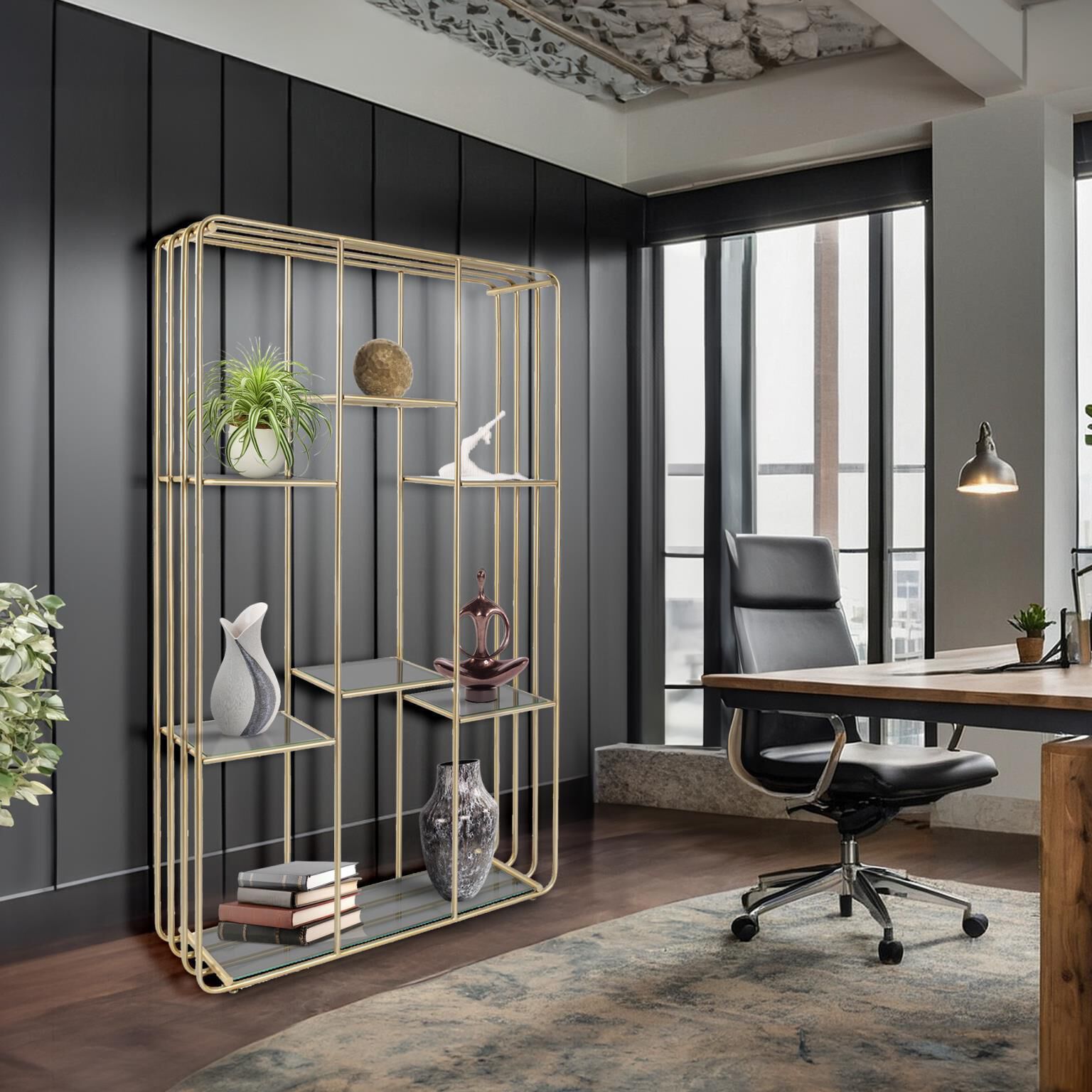 Perth 82.75 X 47.25 inch Gold Etagere