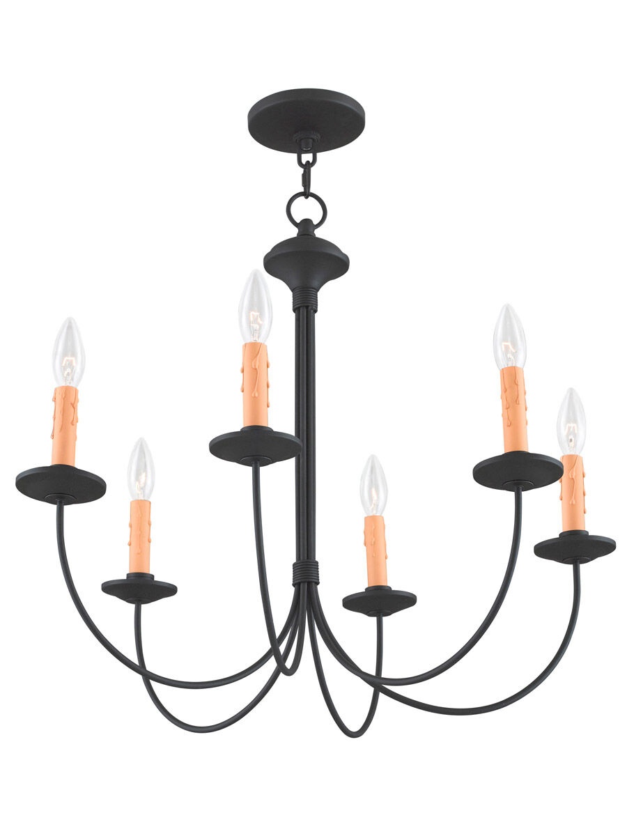 Heritage 6 Light 26 inch Black Chandelier Ceiling Light