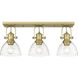 Yep Hines 3 Light 23.13 inch Brushed Champagne Brass Semi-Flush Mount Ceiling Light in Seeded Glass