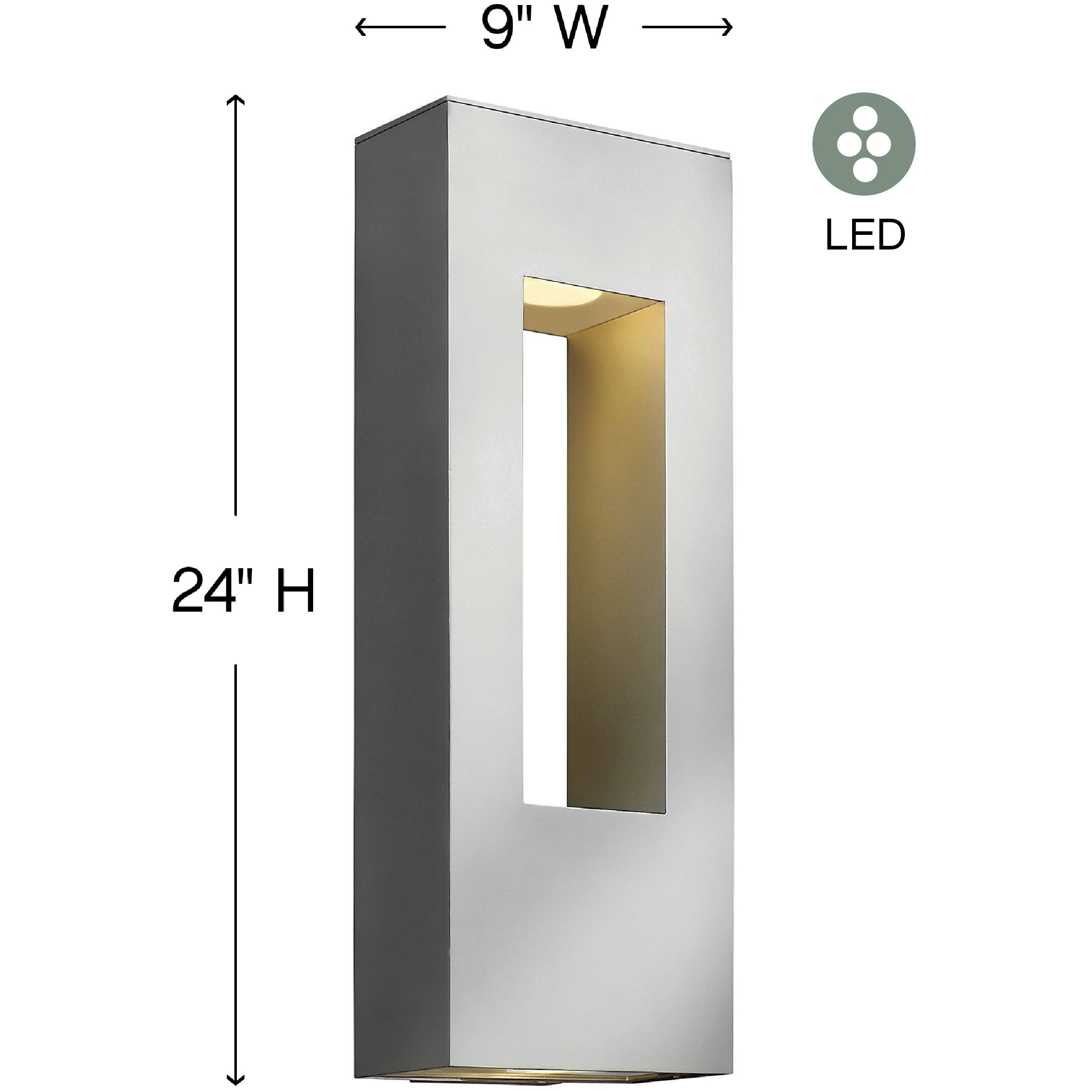 Atlantis LED 24 inch Titanium Outdoor Wall Mount Lantern, Large