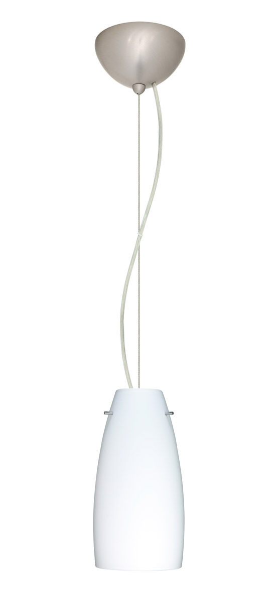 Tao LED Satin Nickel Pendant Ceiling Light in Opal Matte Glass