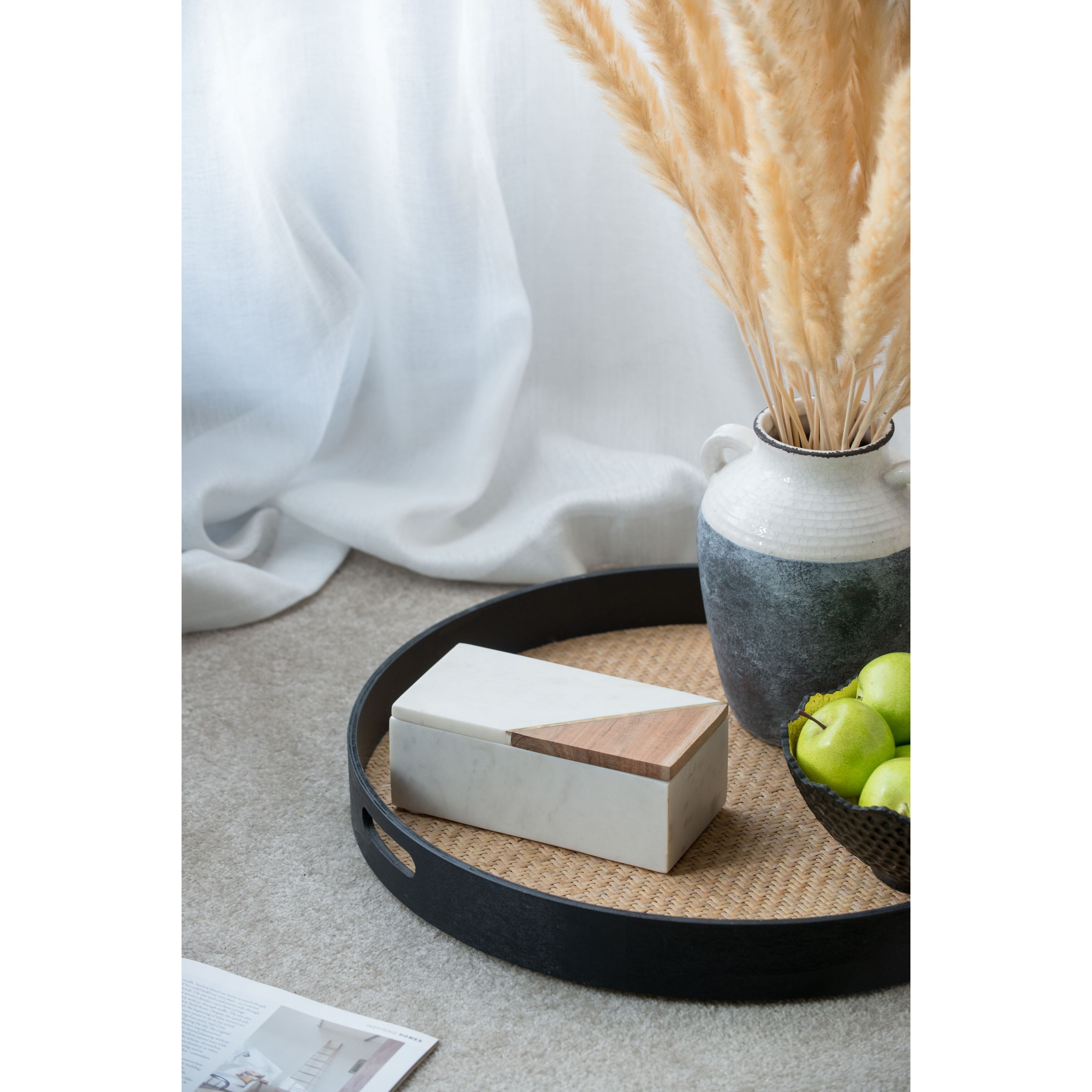 Anita 3.9 inch White/Brown Marble Boxes