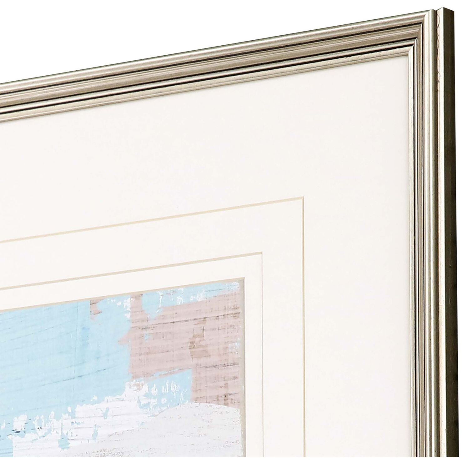 Abstract Turquoise and Blue and Brown and White Framed Art
