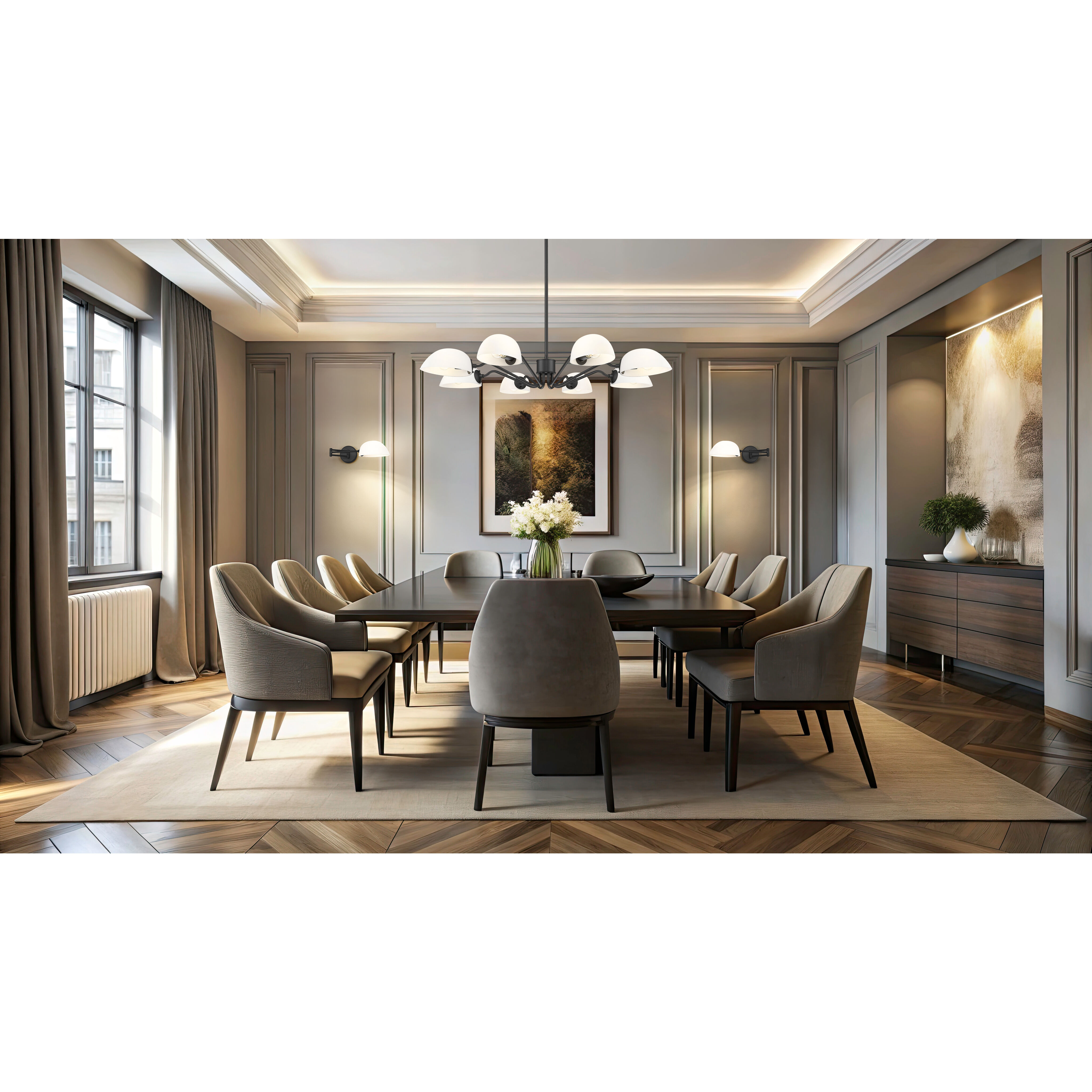 Breton 8 Light 46 inch Matte Black Chandelier Ceiling Light