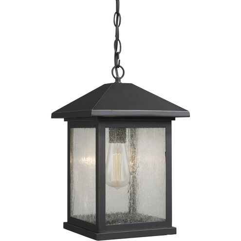 Portland 1 Light 9.5 inch Oil Rubbed Bronze Outdoor Chain Mount Ceiling Fixture in Clear Seedy Glass, 5.91