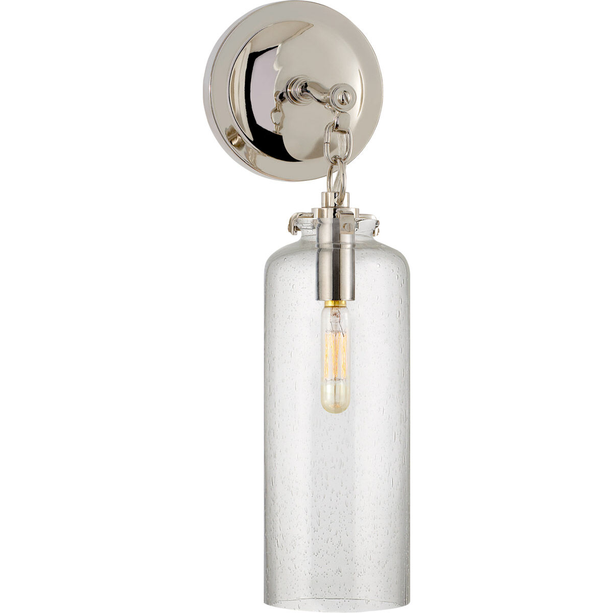 Thomas O'Brien Katie3 1 Light 5.25 inch Polished Nickel Cylinder Bath Sconce Wall Light in Seeded Glass, Small
