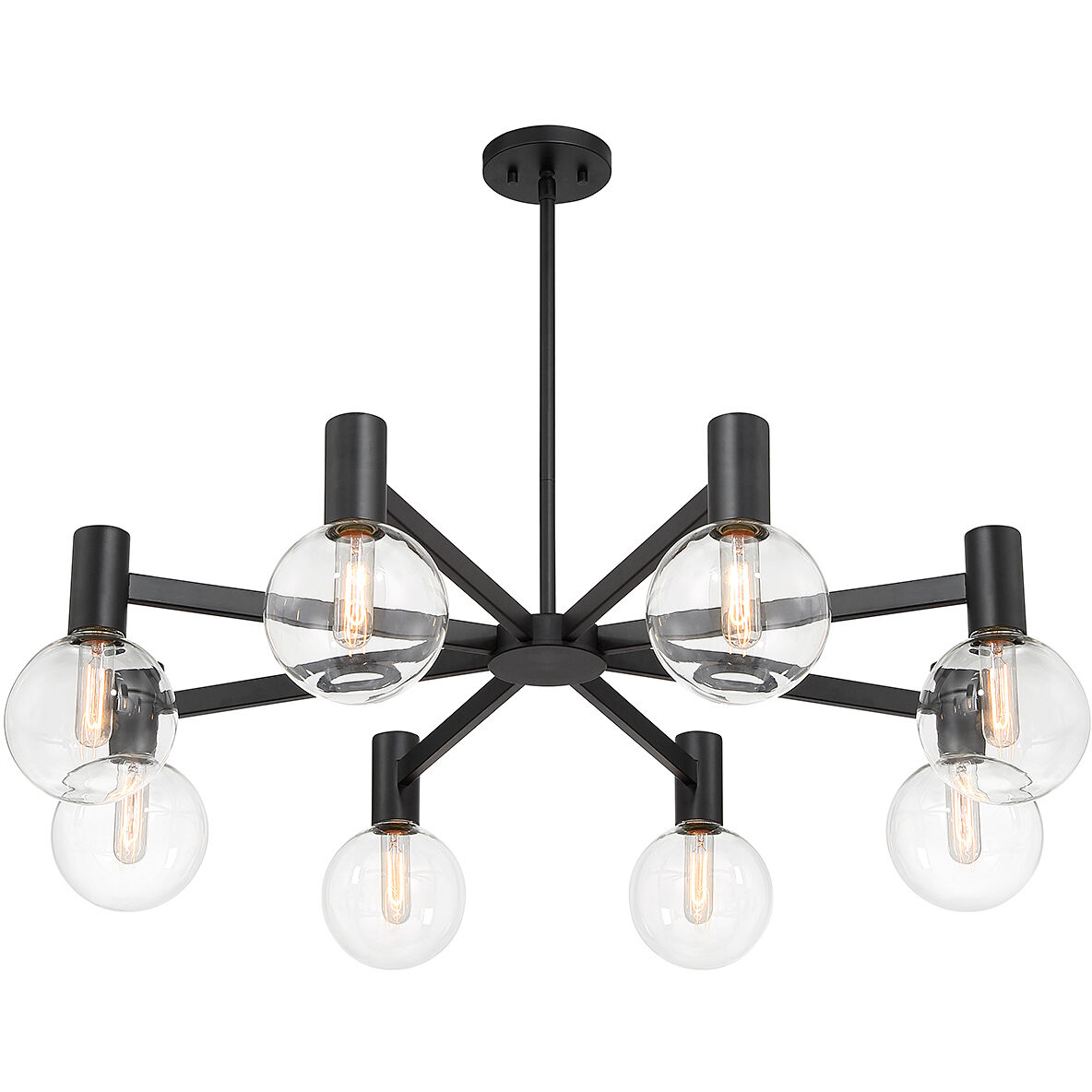 Wright 8 Light 40 inch Matte Black Chandelier Ceiling Light