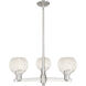 Arcadia White Mouchette 3 Light 27.75 inch Satin Nickel Chandelier Ceiling Light