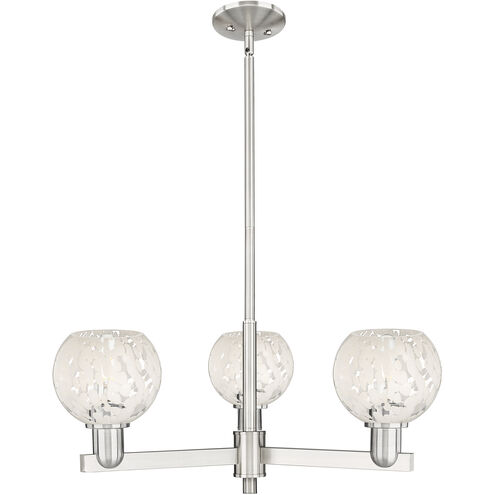 Arcadia White Mouchette 3 Light 27.75 inch Satin Nickel Chandelier Ceiling Light