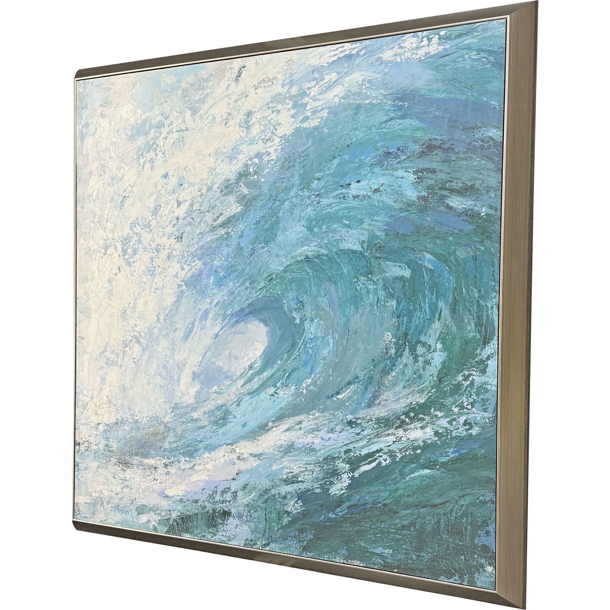 Summer Wave Blue and Green and White Framed Art