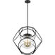 Aurora 3 Light 22 inch Black and Vintage Brass Pendant Ceiling Light