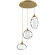 Misto 3 Light 21 inch Gilded Brass Chandelier Ceiling Light in Misto Clear, Round Multi-Port