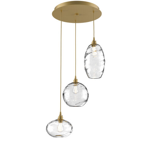 Misto 3 Light 21 inch Gilded Brass Chandelier Ceiling Light in Misto Clear, Round Multi-Port
