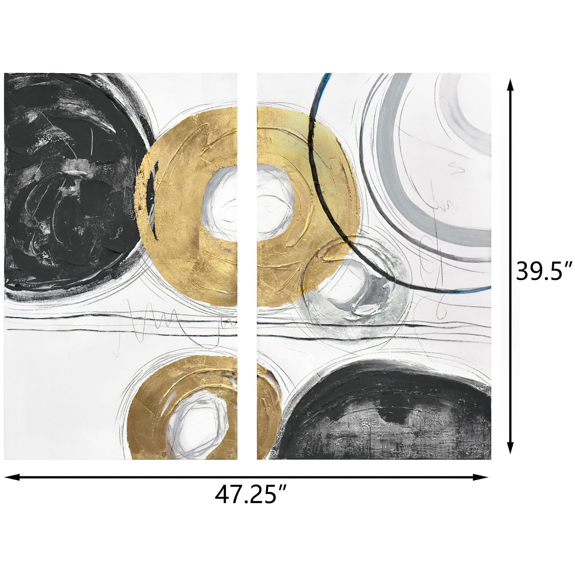 Circle Gets The Square Black Diptych Wall Art, Smithsonian Collaboration