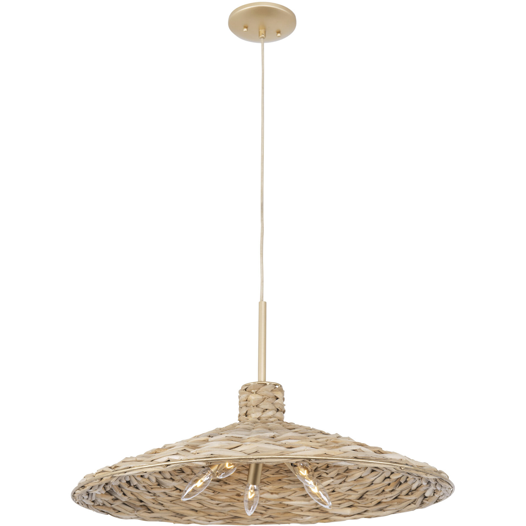 Hilton Head 5 Light 26.25 inch French Gold with Natural Seagrass Pendant Ceiling Light
