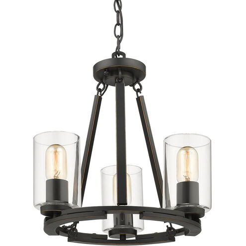 Monroe 3 Light 16 inch Matte Black with Gold Highlights Semi-flush Ceiling Light in Clear Glass, Convertible