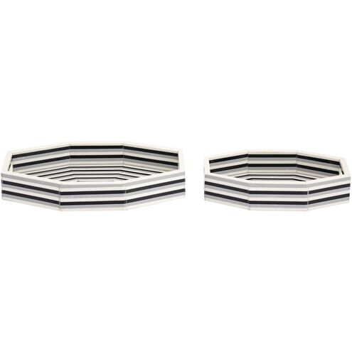 Octagonal Stripe White with Black Tray