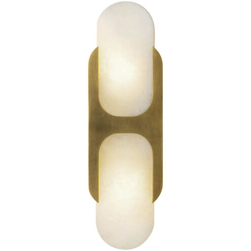 Odin 2 Light 14 inch Vintage Brass ADA Wall Sconce Wall Light in Vintage Brass and Alabaster