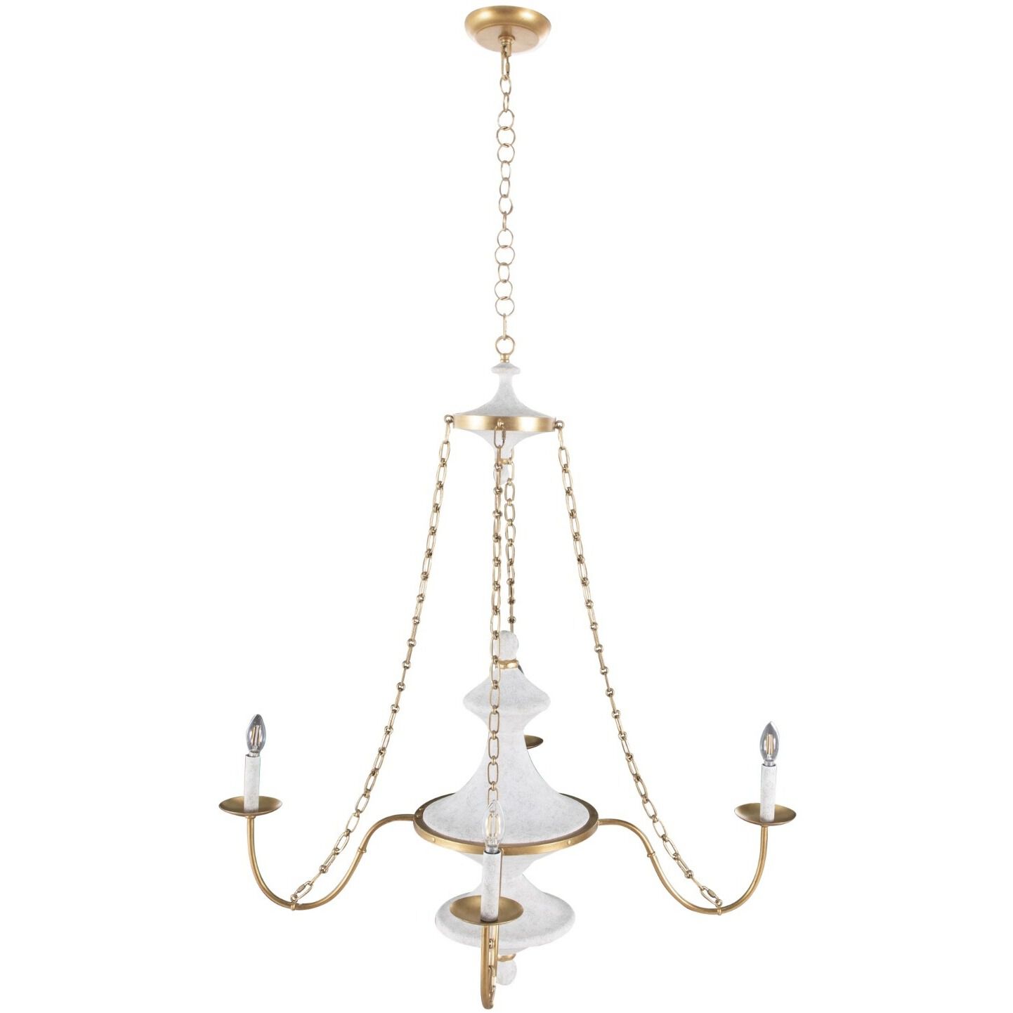 Pascal 4 Light 40.5 inch Textured White / Vintage Gold Chandelier Ceiling Light