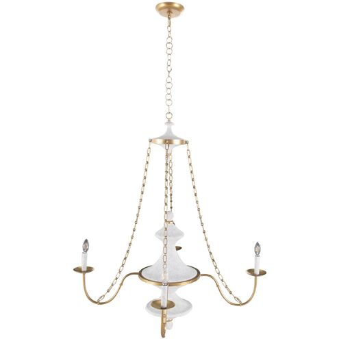 Pascal 4 Light 40.5 inch Textured White / Vintage Gold Chandelier Ceiling Light