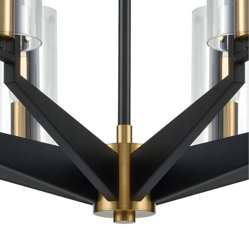 McKees 8 Light 33 inch Matte Black with Satin Brass Chandelier Ceiling Light