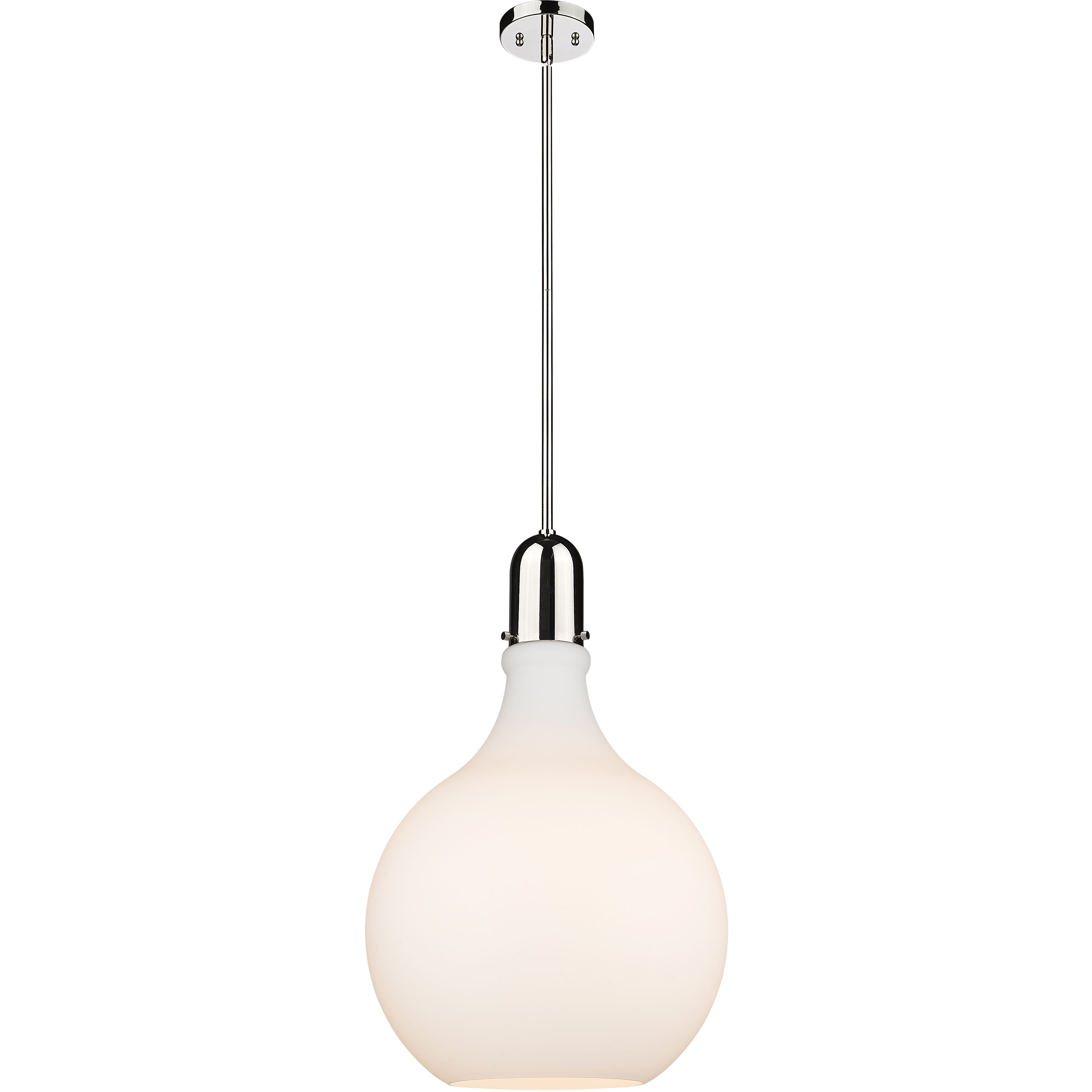 Auralume Amherst LED 15.75 inch Polished Nickel Pendant Ceiling Light in Matte White Glass