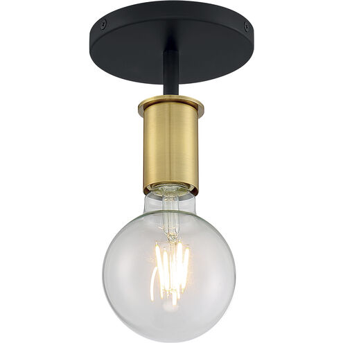 Ryder 1 Light 5 inch Black and Brushed Brass Semi Flush Mount Fixture Ceiling Light