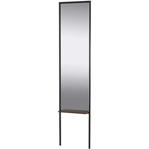 Monty 65 X 15 inch Black with Walnut Paper Veneer on MDF shelf Leaning Mirror