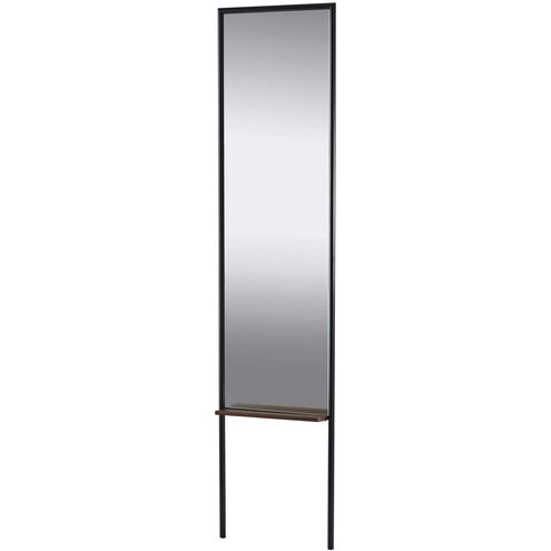 Monty 65.13 X 15 inch Black with Walnut Paper Veneer on MDF shelf Leaning Mirror