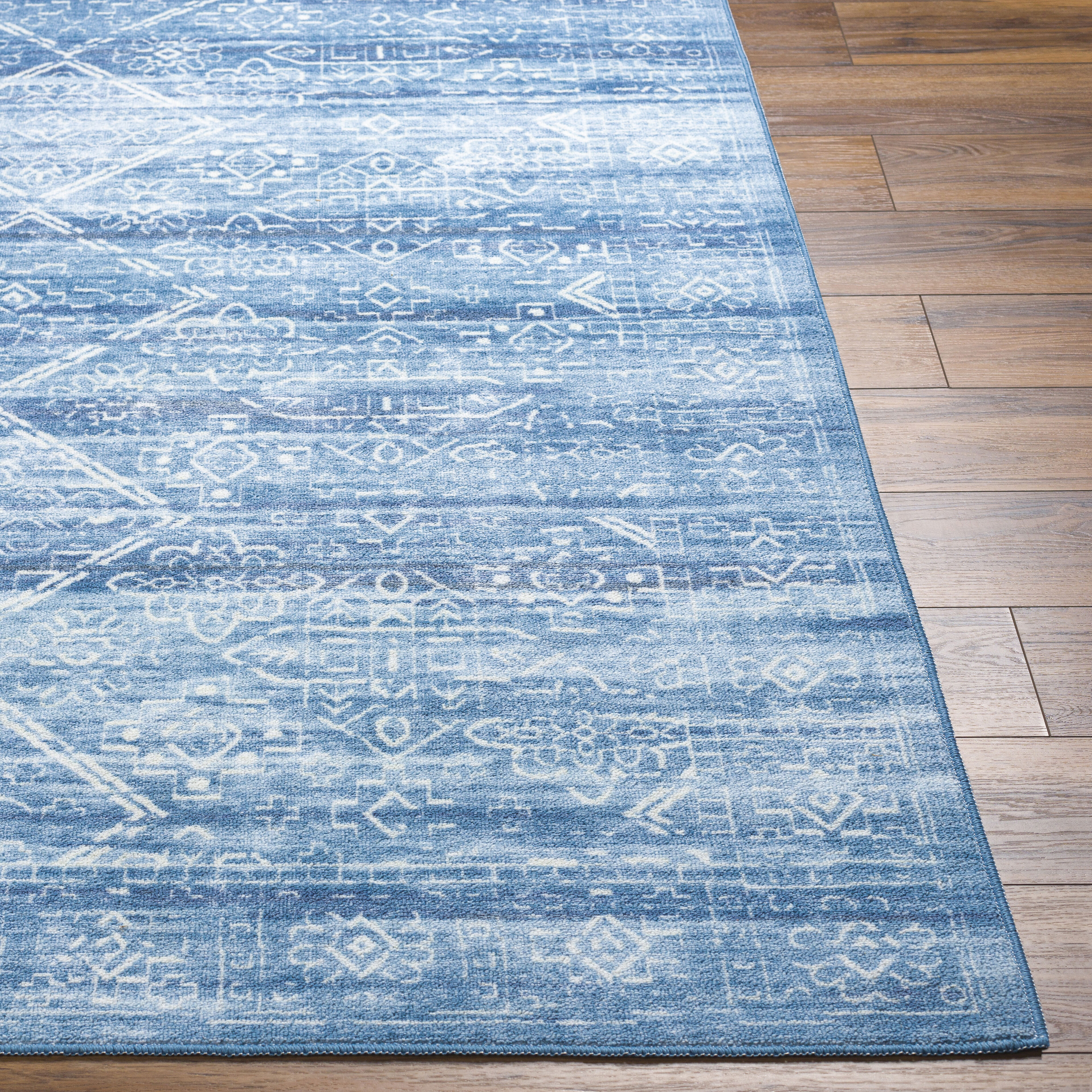 Hera 84 X 63 inch Light Blue Rug, Rectangle