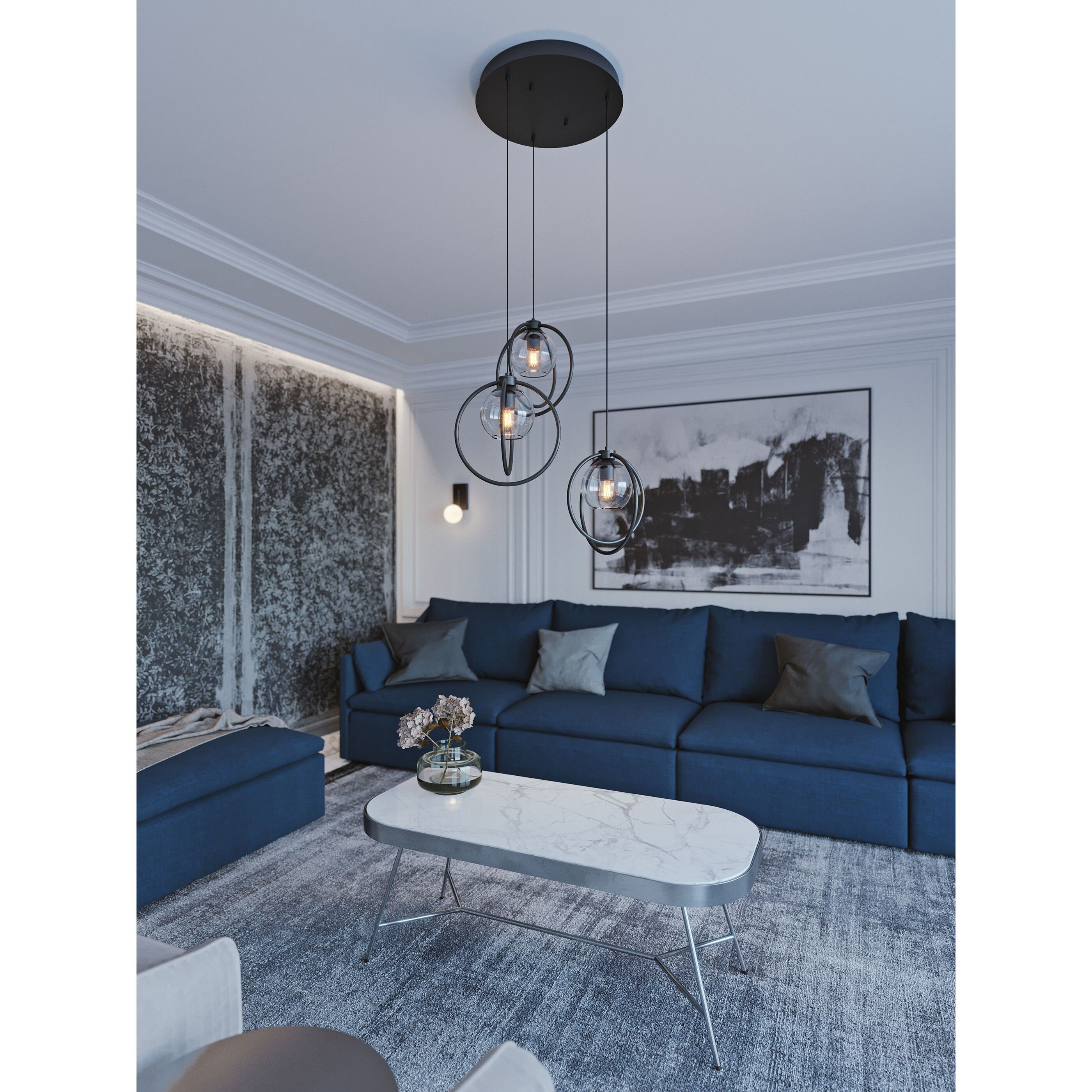 Jamie 3 Light 26.45 inch Satin Nickel Mini Pendant Ceiling Light