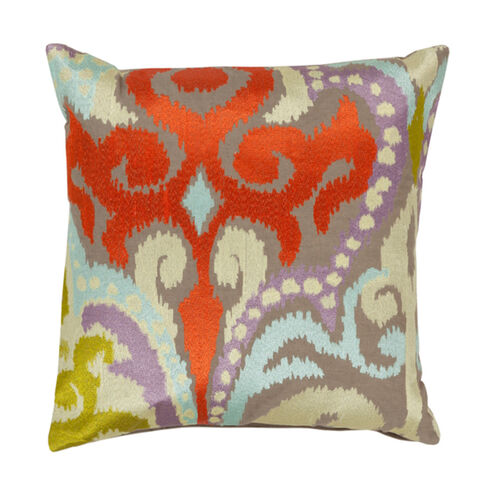 Ara 18 X 18 inch Taupe and Bright Orange Throw Pillow