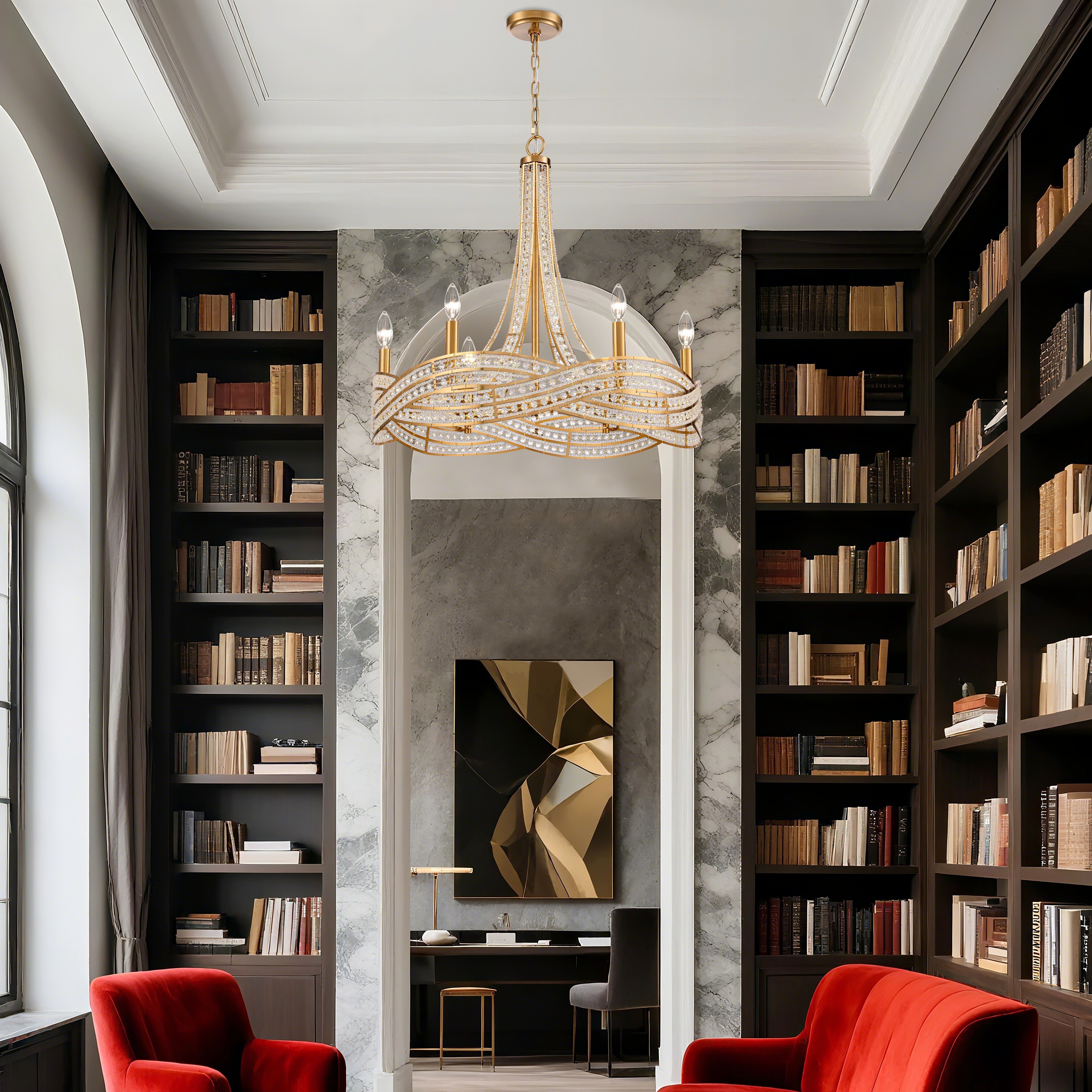 Anastasia 6 Light 27 inch Lacquered Gold Chandelier Ceiling Light