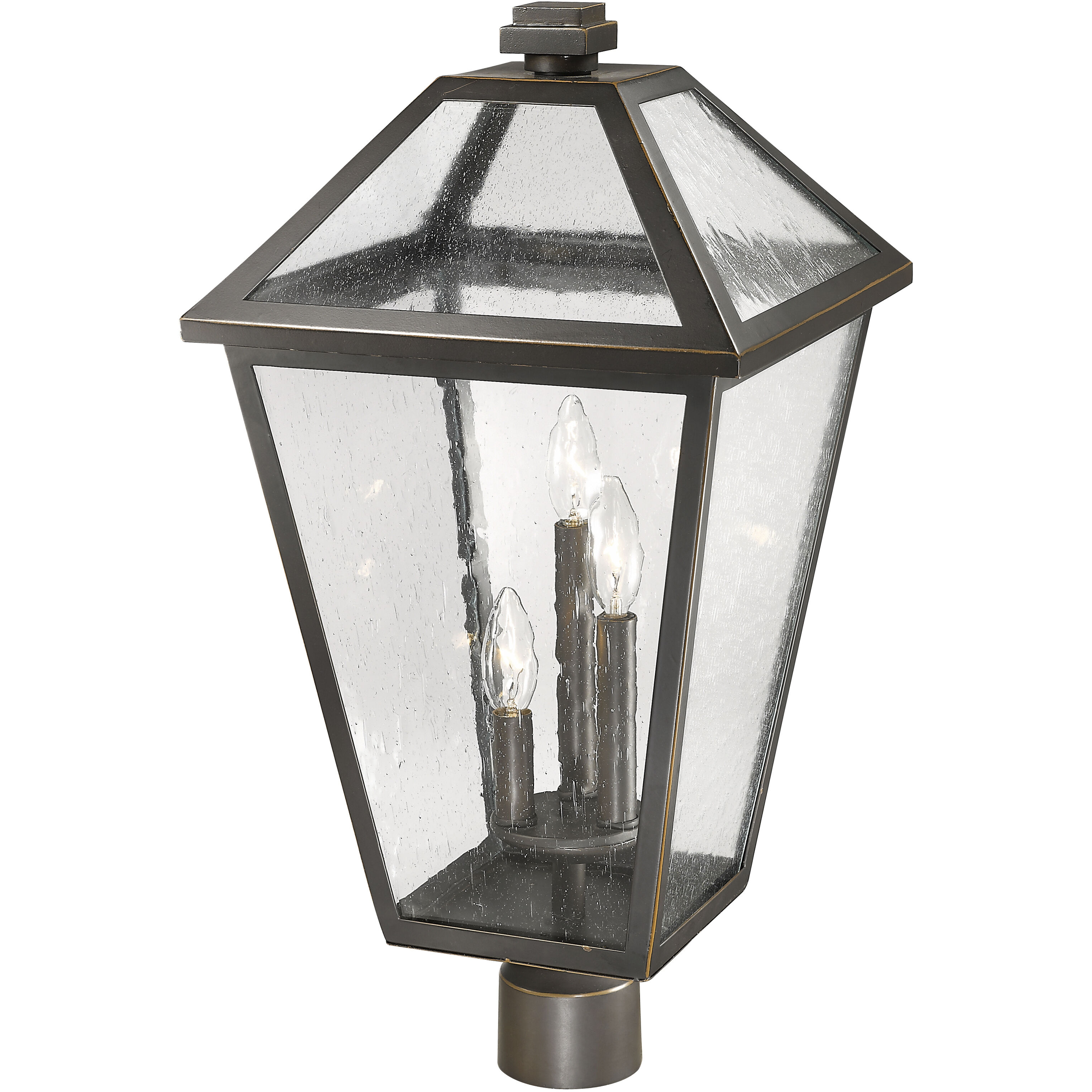 Talbot 3 Light 23.75 inch Oil Rubbed Bronze Outdoor Post Mount Fixture in Seedy Glass