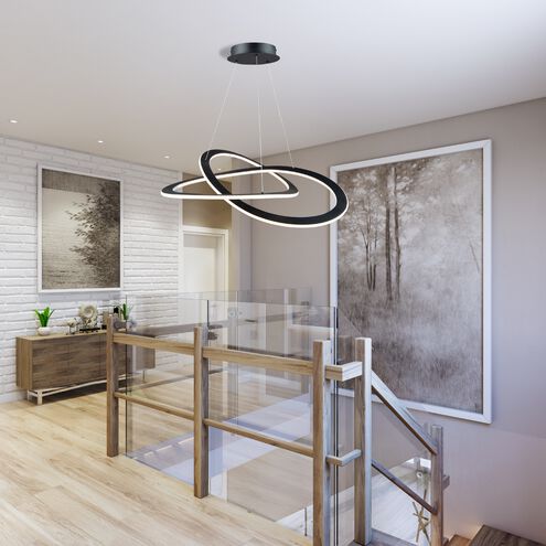 Wave LED 19.7 inch Black Chandelier Ceiling Light