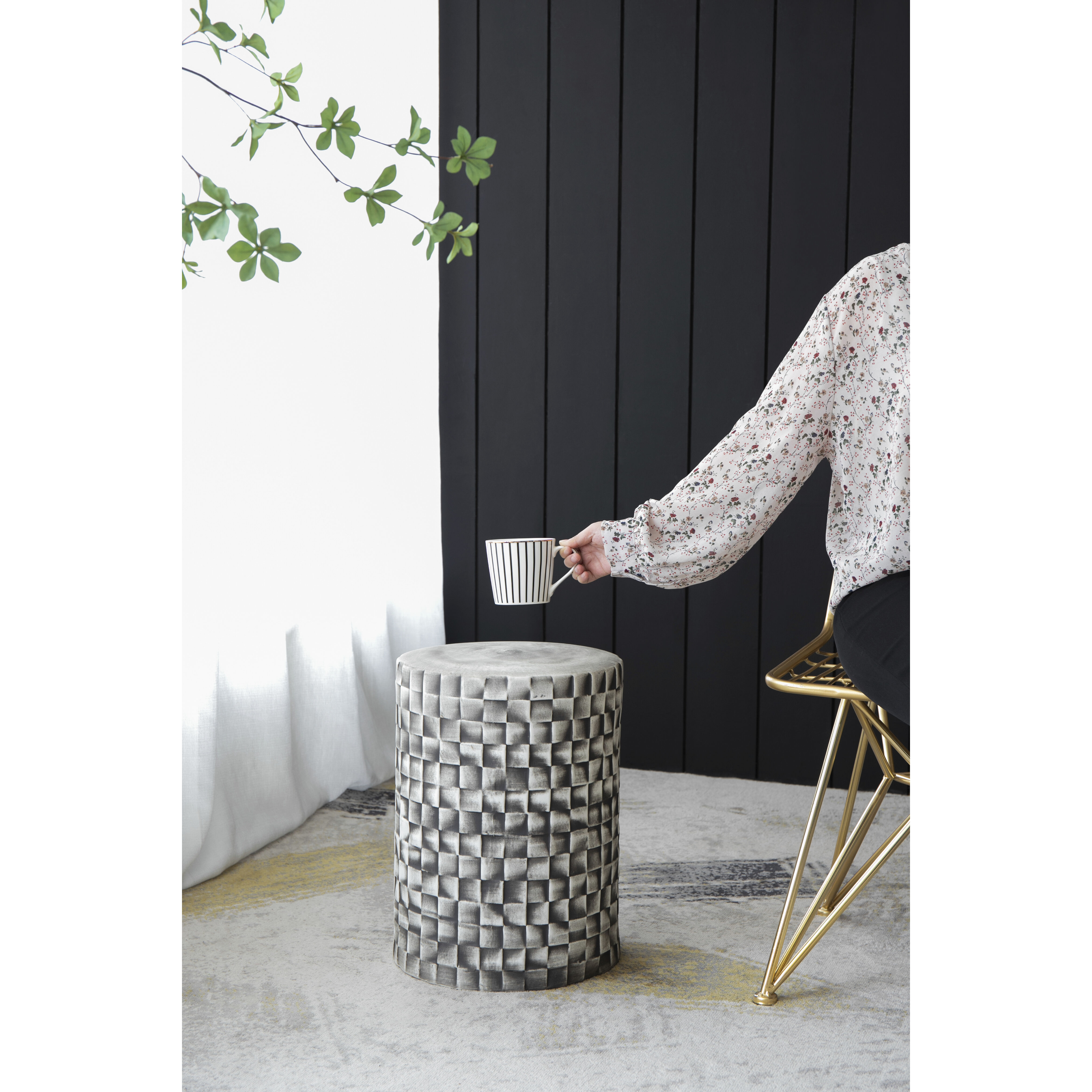 Black and white garden outlet stool