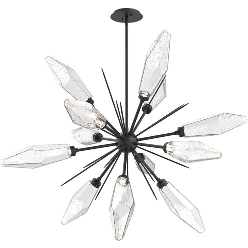 Rock Crystal LED 38.1 inch Matte Black Chandelier Ceiling Light in Chilled Clear, 2700K LED, Starburst